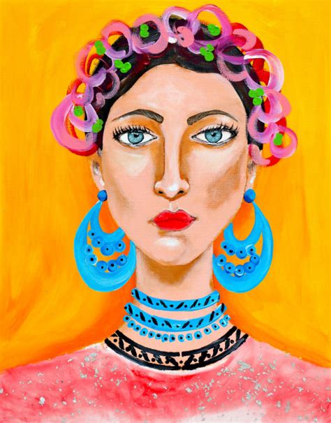 Female Portrait Painting Women Figurative Artwork Surrealism Art Pop