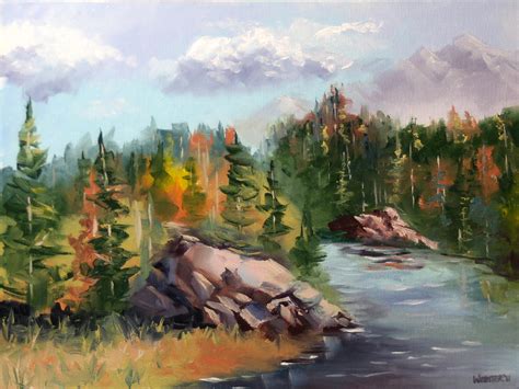 Forest River Landscape Oil Painting By Artist Mark Webster