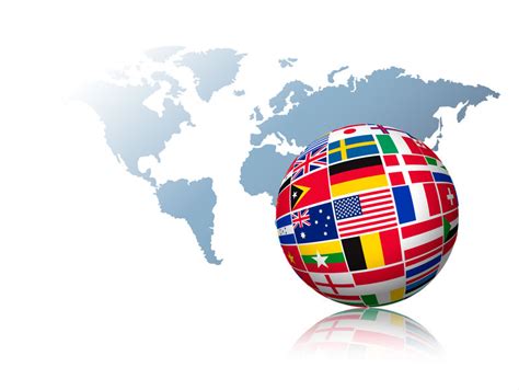 Globe Made Out Of Flags On A World Map Background Vector Klinix