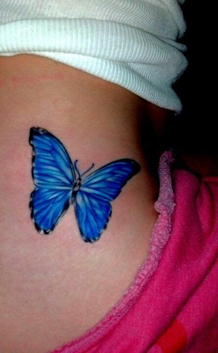 My First Tattoo Blue Morpho Side Hip Blue Morpho Butterfly