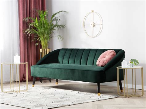 3 Seater Velvet Sofa Emerald Green Alsvag Uk