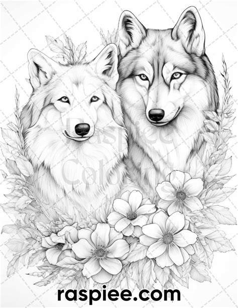 50 Winter Wolf Grayscale Coloring Pages For Adults Printable Pdf Inst