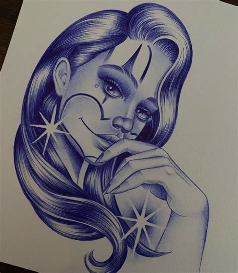 A Drawing Of A Woman With Stars On Her Face