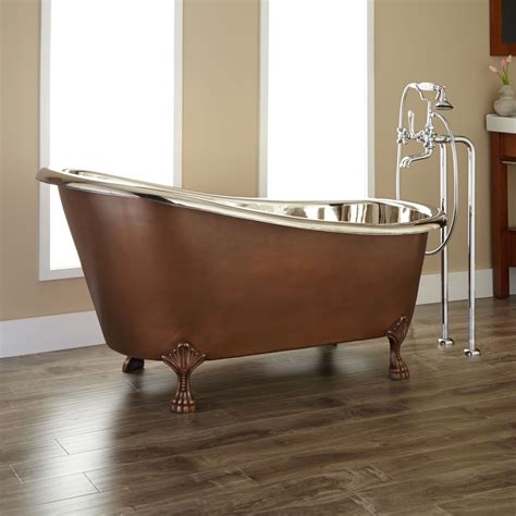 A freestanding clawfoot tub can transport you from the present and back to victorian times with their elegant shapes. Norah Victorian Copper Slipper Clawfoot Tub - Nickel ...