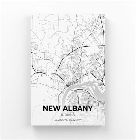 New Albany Indiana City Map Canvas Art City Map Art City Etsy