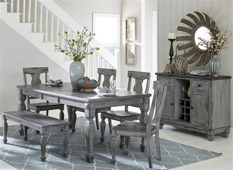 fulbright gray rub  extendable dining room set