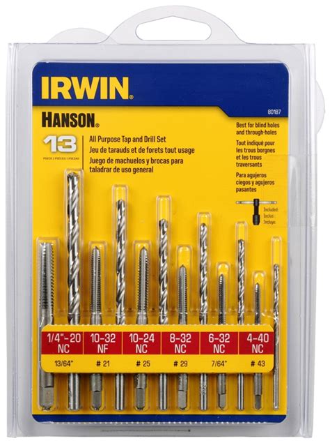 Hanson 80187 All Purpose Tap And Drill Bit Set 13 Pieces