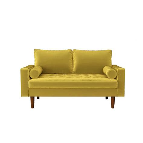 Container Furniture Direct Lincoln 5039 In Goldenrod Tufted Velvet 2