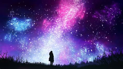 Pink Purple And Blue Galaxy Stars The Sky Галактическая живопись