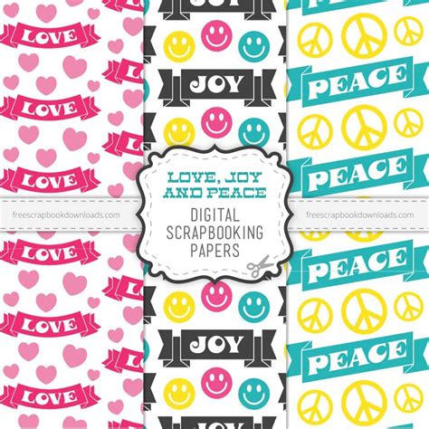 Peace Love And Joy Hippie Scrapbook Papers