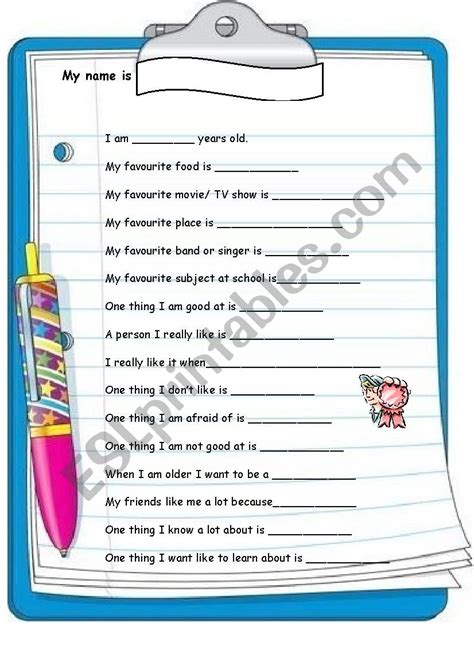 Personal Profile Esl Worksheet By Pauschi