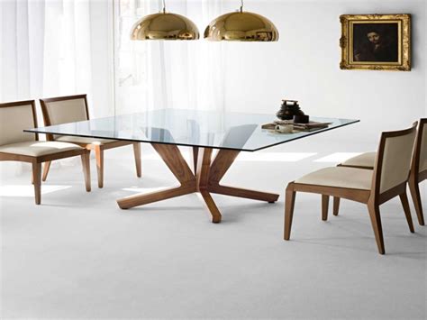 Clara walnut metal and clear glass square dining table. 10 Most-Wanted Square Dining Tables