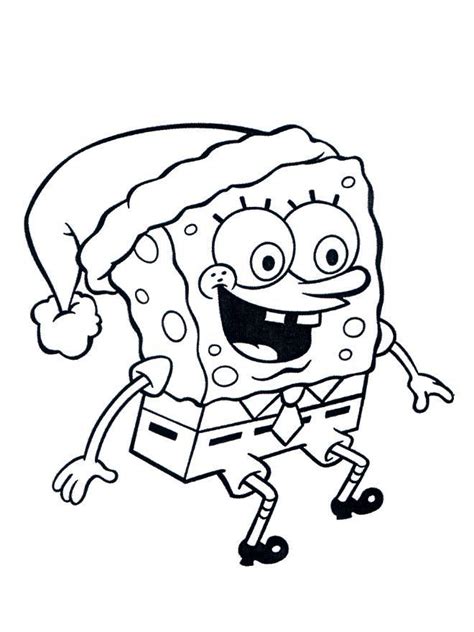 Dibujos para colorear de Bob Esponja en Navidad | con el gorro de Papá