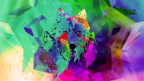 Hd Wallpaper Wolf Abstract Painting Digital Wallpaper Multi Colored