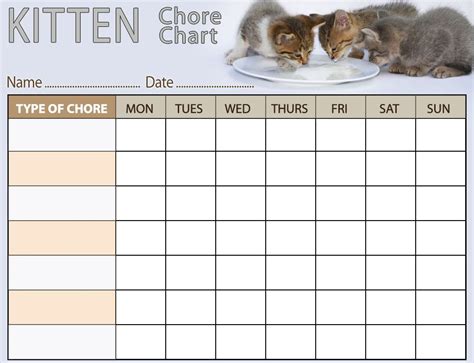 Kitten Chore Chart Chore Chart Chore Chart Kids Charts For Kids