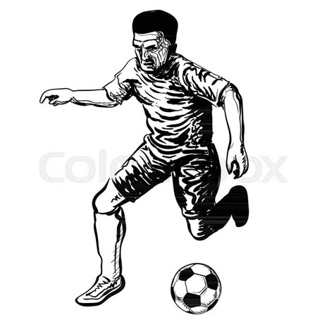 Soccer Player Kicking Ball Sketch