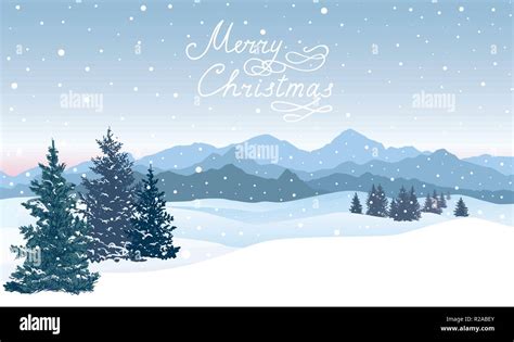 Merry Christmas Greeting Card Winter Holiady Snowy Nature Landscape