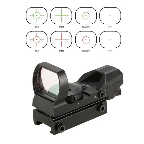Airsoft 1x22x33 Holographic Reflex Scope Sight With 4 Reticles Red And
