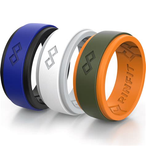 Rinfit Breathable Silicone Wedding Rings For Men 3 Rings Pack
