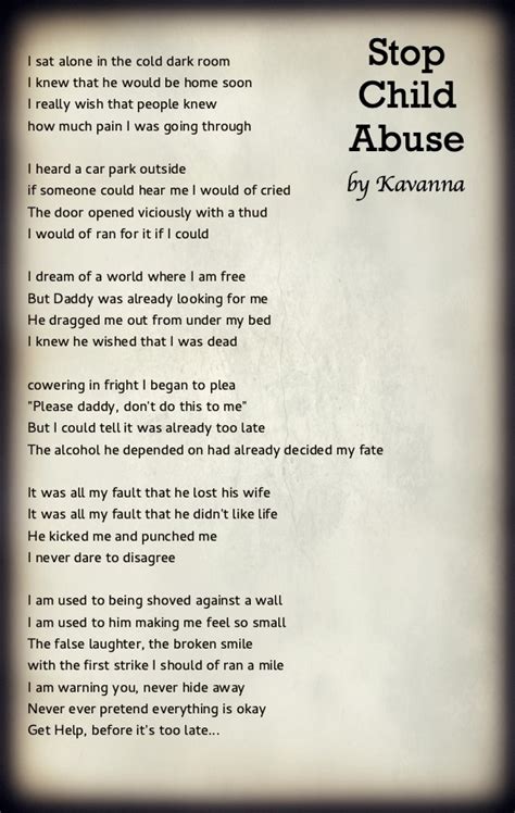 Stop Child Abuse Kavanna Abuse Poems