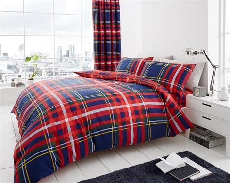 Dearfoams Super Soft 7 Piece Red Tartan Plaid Bed In A Bag Bedding Set Queen