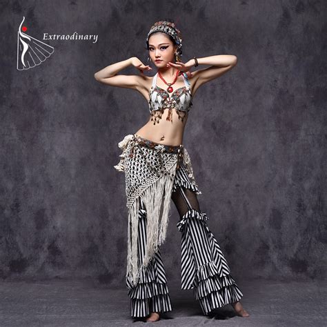tribal belly dance costumes vintage coins bra tassel belt pants women tribal top clothes 3pcs