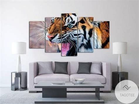 Snarling Tiger Animal Five Panel Canvas 5 Piece Wall Art Set Tagotee