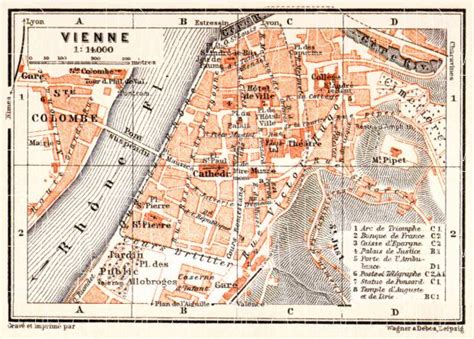 Old Map Of Vienne In 1913 Buy Vintage Map Replica Poster Print Or