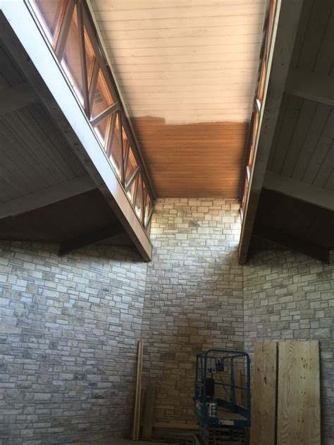 Popcorn ceiling repair can be a challenge for homeowners. repaint ceiling and walls | Repainting, Stairs, Wall