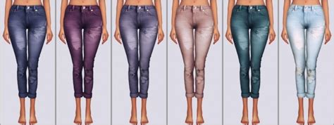 Chisami Cuffed Ripped Jeans Recolors At Elliesimple Sims 4 Updates