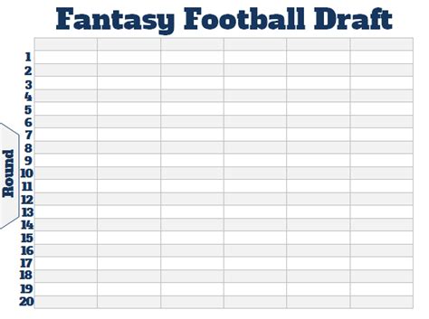 Printable 6 Team Fantasy Football Draft Board Customizable