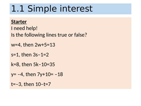 Simple interest | Teaching Resources