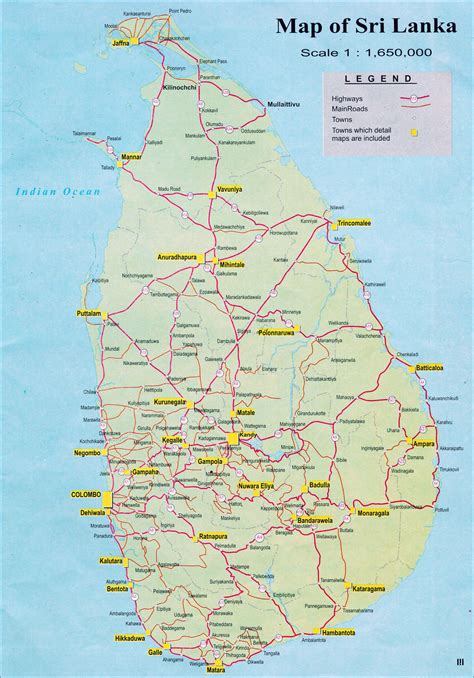 Large Detailed Road Map Of Sri Lanka With Cities 