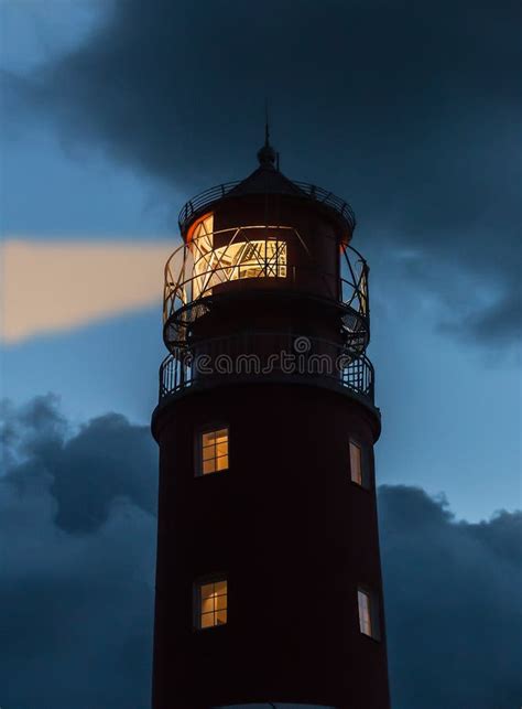 Lighthouse Stormy Night Beacon Shining Stock Photos Free And Royalty