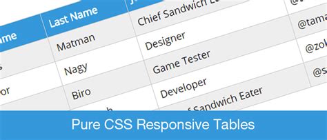Pure Css Responsive Tables