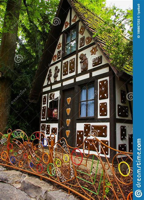 Old Small Gingerbread Witch House Hut In The Forest Hansel And