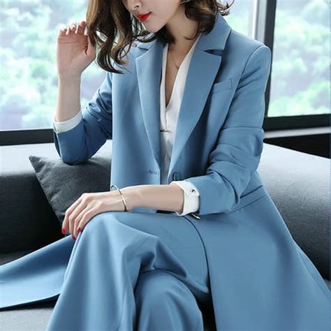 buy 2018 spring women s 2 pieces sets trench coat and wide leg pants suit