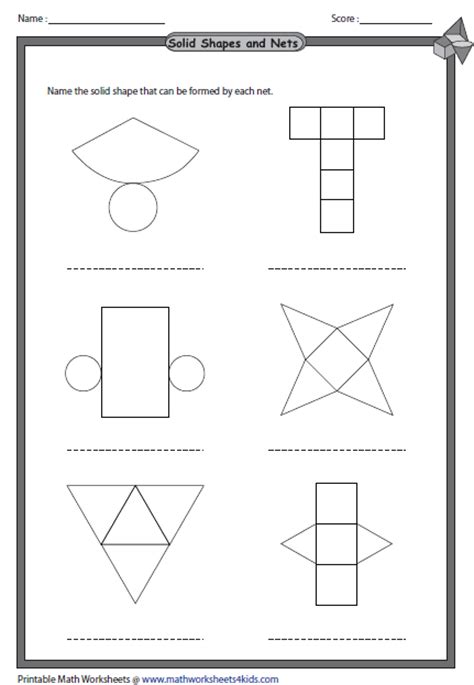 Raid this printable compilation of nets of 3d shapes worksheets to find exercises like identifying 3d figures from nets, matching nets with solids, choosing the correct net. Solid 3D Shapes Worksheets