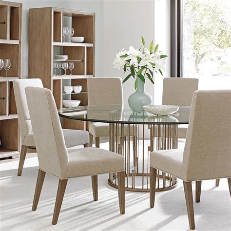 Picket house furnishings keaton 5 piece round dining set. Lexington Rendezvous Modern Small Round Glass Top Silver ...