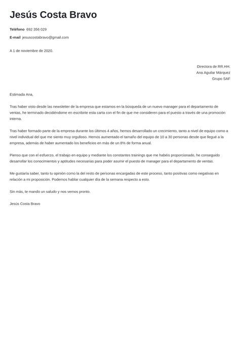 Carta De Presentación Para Promoción Interna Ejemplos