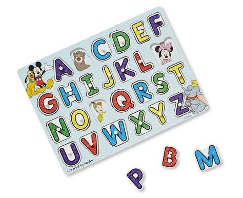 Melissa And Doug Disney Classics Alphabet Wooden Peg Puzzle 26 Pcs