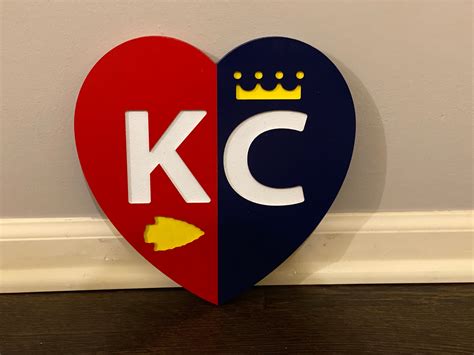 Kansas City Kc Heart Sign Royalschiefs Etsy