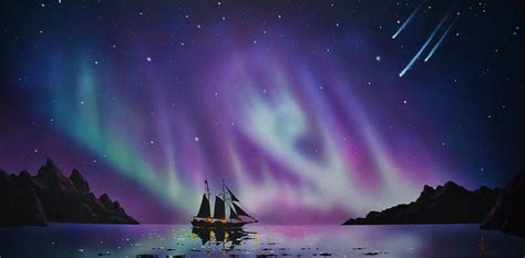 Aurora Borealis From A Ship Painting By Thomas Kolendra