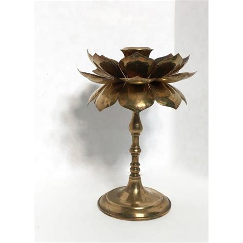 Brass Lotus Flower Candle Holder Chairish