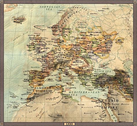 Europe In 1200 Vintage Maps Ancient Maps Old Maps