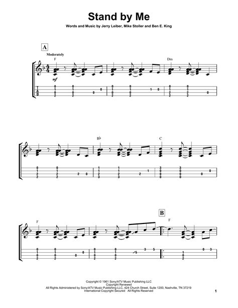 Stand By Me Partitions Ben E King Tablatures Faciles Pour Ukulele
