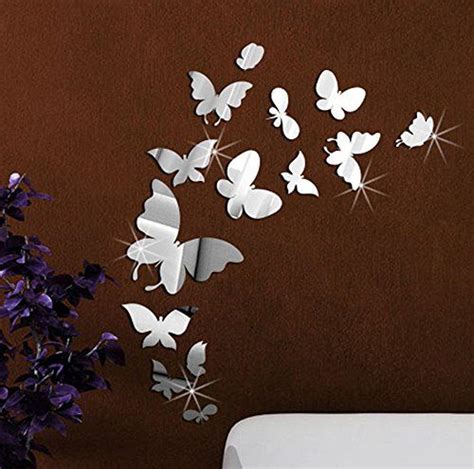Extsud 3d Mirror Like Butterfly Wall Stickers Decal Home Decor Diy