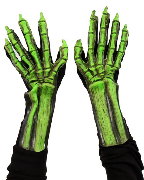 Skeleton Hands Gloves Green Glow In The Dark Ghost Uv Bones Etsy
