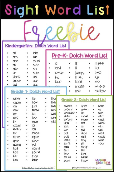 6th Grade Sight Words Printable Frys Sixth 100 Words With Images