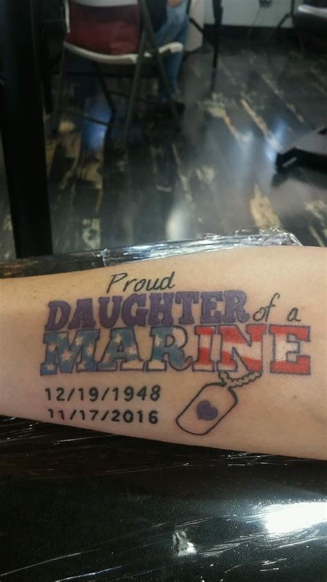 Proud Daughter Of A Marine Usmc Tattoo Best Dad Usmc